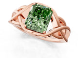 Rose gold Fancy Green Radiant Cut Solitaire Intertwined Band Prong Setting Ring_1