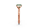 Rose gold Fancy Green Radiant Cut Solitaire Milgrain Engraved Band with Four-Prong Setting_2