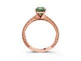 Rose gold Fancy Green Radiant Cut Solitaire Milgrain Engraved Band with Four-Prong Setting_3