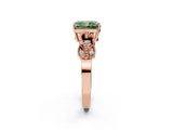 Rose gold Fancy Green Radiant Cut Solitaire Milgrain Leaf Band with Prong Setting_2