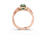 Rose gold Fancy Green Radiant Cut Solitaire Milgrain Leaf Band with Prong Setting_3
