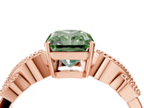 Rose gold Fancy Green Radiant Cut Solitaire Milgrain Leaf Band with Prong Setting_4