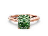 Rose gold Fancy Green Radiant  Cut Solitaire Ring with Cathedral Band and Four-Prong Setting_52
