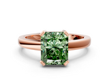 Rose gold Fancy Green Radiant  Cut Solitaire Ring with Four-Prong Setting and Classic Band_45