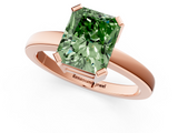 Rose gold Fancy Green Radiant  Cut Solitaire Ring with Four-Prong Setting and Classic Band_46