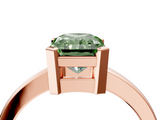 Rose gold Fancy Green Radiant  Cut Solitaire Ring with Four-Prong Setting and Classic Band_49