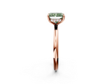 Rose gold Fancy Green Radiant  Cut Solitaire Ring with Thin Band and Four-Prong Setting_18