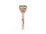 Rose gold Fancy Green Radiant Cut Solitaire Split Shank Pave Diamond Engagement Ring with Four-Prong Setting_2