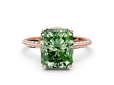 Rose gold Fancy Green Radiant Cut Solitaire Split Shank Pave Diamond Engagement Ring with Four-Prong Setting_24
