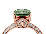 Rose gold Fancy Green Radiant Cut Solitaire Split Shank Pave Diamond Engagement Ring with Four-Prong Setting_28