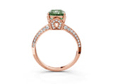 Rose gold Fancy Green Radiant Cut Solitaire Split Shank Pave Diamond Engagement Ring with Four-Prong Setting_3