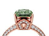Rose gold Fancy Green Radiant Cut Solitaire Split Shank Pave Diamond Engagement Ring with Four-Prong Setting_4