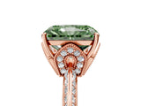 Rose gold Fancy Green Radiant Cut Solitaire Split Shank Pave Diamond Engagement Ring with Four-Prong Setting_5