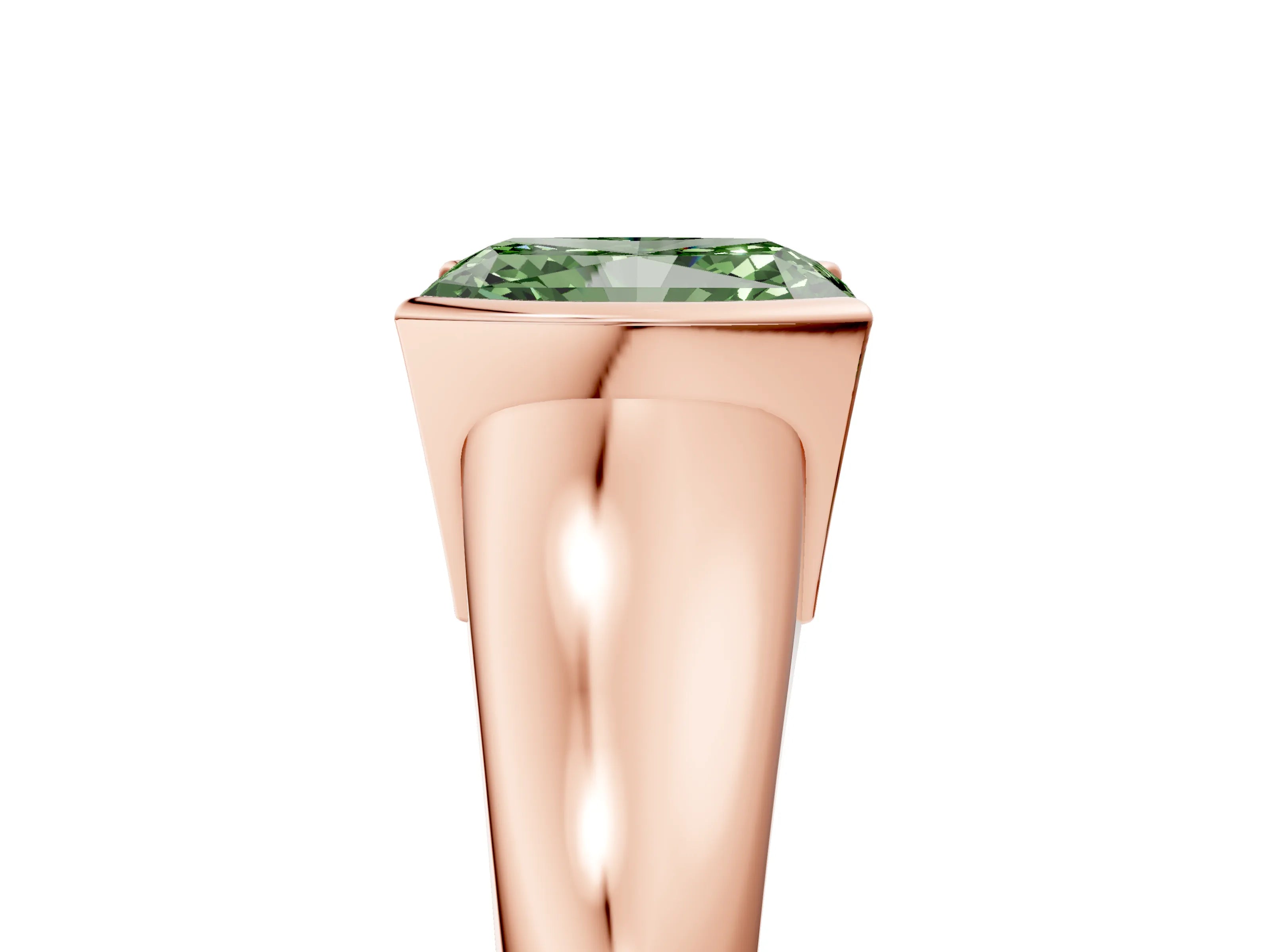 Rose gold Fancy Green Radiant Cut Solitaire Tension Set Diamond Ring with Split Shank Band_5