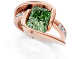 Rose gold Fancy Green Radiant Cut Solitaire Tension-Set Diamond Split Shank Ring_1