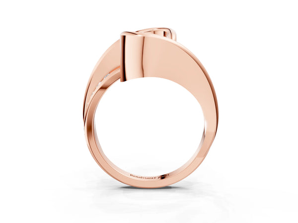 Rose gold Fancy Green Radiant Cut Solitaire Tension-Set Diamond Split Shank Ring