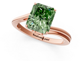 Rose gold Fancy Green Radiant  Cut Solitaire Twist Band Ring with Four-Prong Setting_21