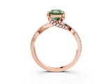 Rose gold Fancy Green Radiant Cut Solitaire Twist Pave Diamond Engagement Ring with Prong Setting_3