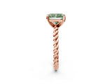 Rose gold Fancy Green Radiant  Cut Solitaire Twisted Band with Four-Prong Setting_101