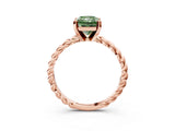 Rose gold Fancy Green Radiant  Cut Solitaire Twisted Band with Four-Prong Setting_102