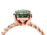 Rose gold Fancy Green Radiant  Cut Solitaire Twisted Band with Four-Prong Setting_103