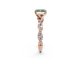 Rose gold Fancy Green Radiant Cut Solitaire Twisted Pave Band with Four-Prong Setting_5