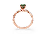 Rose gold Fancy Green Radiant Cut Solitaire Twisted Pave Band with Four-Prong Setting_6