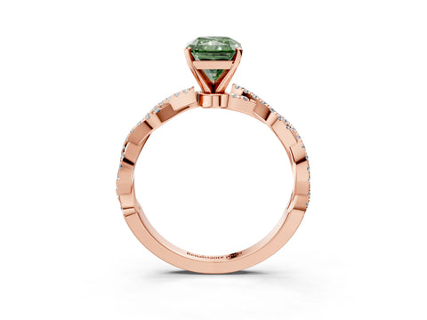 Rose gold Fancy Green Radiant Cut Solitaire Twisted Pave Band with Four-Prong Setting_6