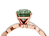 Rose gold Fancy Green Radiant Cut Solitaire Twisted Pave Band with Four-Prong Setting_7