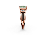 Rose gold Fancy Green Radiant  Cut Three-Stone Channel Set Ring with Bar Prongs_49