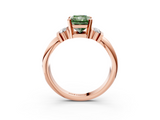 Rose gold Fancy Green Radiant  Cut Three-Stone Channel Set Ring with Bar Prongs_50