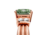 Rose gold Fancy Green Radiant  Cut Three-Stone Channel Set Ring with Bar Prongs_52