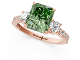 Rose gold Fancy Green Radiant  Cut Three-Stone Diamond Pavé Band with Prong Setting_18