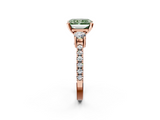 Rose gold Fancy Green Radiant  Cut Three-Stone Diamond Pavé Band with Prong Setting_19