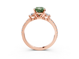 Rose gold Fancy Green Radiant  Cut Three-Stone Diamond Pavé Band with Prong Setting_20