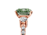 Rose gold Fancy Green Radiant  Cut Three-Stone Diamond Pavé Band with Prong Setting_22