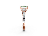 Rose gold Fancy Green Radiant  Cut Three-Stone Diamond Pave Band with Prong Setting_39