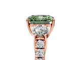 Rose gold Fancy Green Radiant  Cut Three-Stone Diamond Pave Band with Prong Setting_42