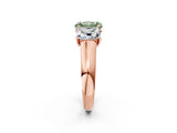 Rose gold Fancy Green Radiant Cut Three-Stone Diamond Ring with Prong Setting on a Classic Band_15