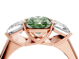Rose gold Fancy Green Radiant Cut Three-Stone Diamond Ring with Prong Setting on a Classic Band_17