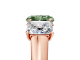 Rose gold Fancy Green Radiant Cut Three-Stone Diamond Ring with Prong Setting on a Classic Band_18