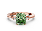 Rose gold Fancy Green Radiant  Cut Three-Stone Solitaire Ring with Round Accent Diamonds and Four-Prong Setting_20