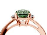 Rose gold Fancy Green Radiant  Cut Three-Stone Solitaire Ring with Round Accent Diamonds and Four-Prong Setting_24