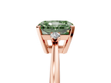 Rose gold Fancy Green Radiant  Cut Three-Stone Solitaire Ring with Round Accent Diamonds and Four-Prong Setting_25
