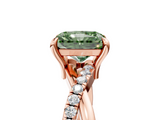 Rose gold Fancy Green Radiant  Cut Twist Band Solitaire Diamond Ring with Pavé Setting_8