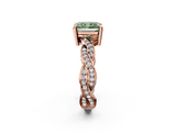 Rose gold Fancy Green Radiant  Cut Twisted Pavé Band Solitaire Ring with Four-Prong Setting_57
