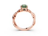 Rose gold Fancy Green Radiant  Cut Twisted Pavé Band Solitaire Ring with Four-Prong Setting_58