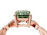 Rose gold Fancy Green Radiant  Cut Twisted Pavé Band Solitaire Ring with Four-Prong Setting_59