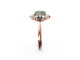 Rose gold Fancy Green Radiant  Diamond Cluster Halo Ring with Solitaire Band and Four-Prong Setting_22