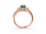 Rose gold Fancy Green Radiant  Diamond Cluster Halo Ring with Solitaire Band and Four-Prong Setting_23